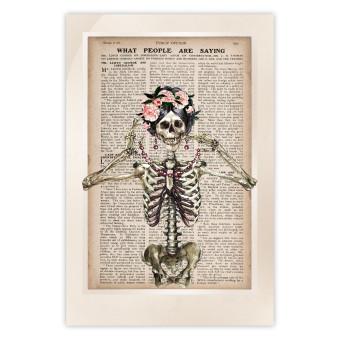 Póster Señora Esqueleto - fantasía con periódico vintage