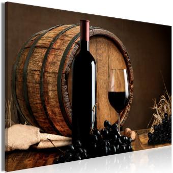 Cuadro moderno Verano frutal (1 pieza) ancho - vino sobre fondo de barril de madera