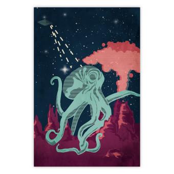 Poster Pulpo Espacial - abstracción con animal marino y estrellas