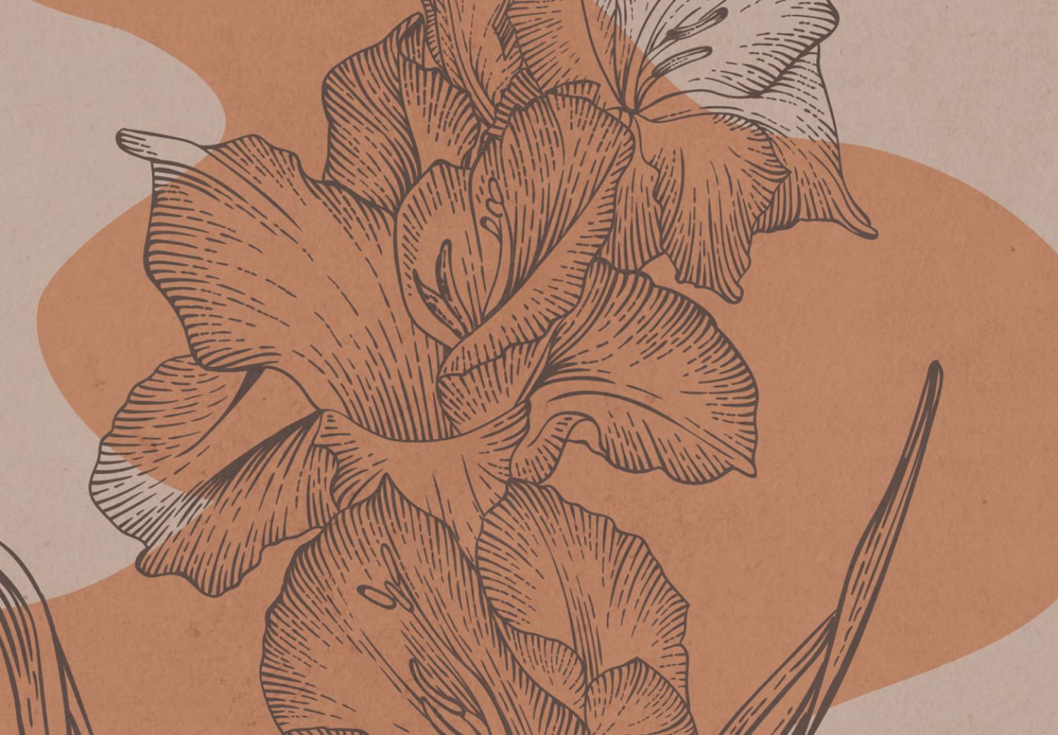 Póster Espada - abstracción con flor y formas redondeadas
