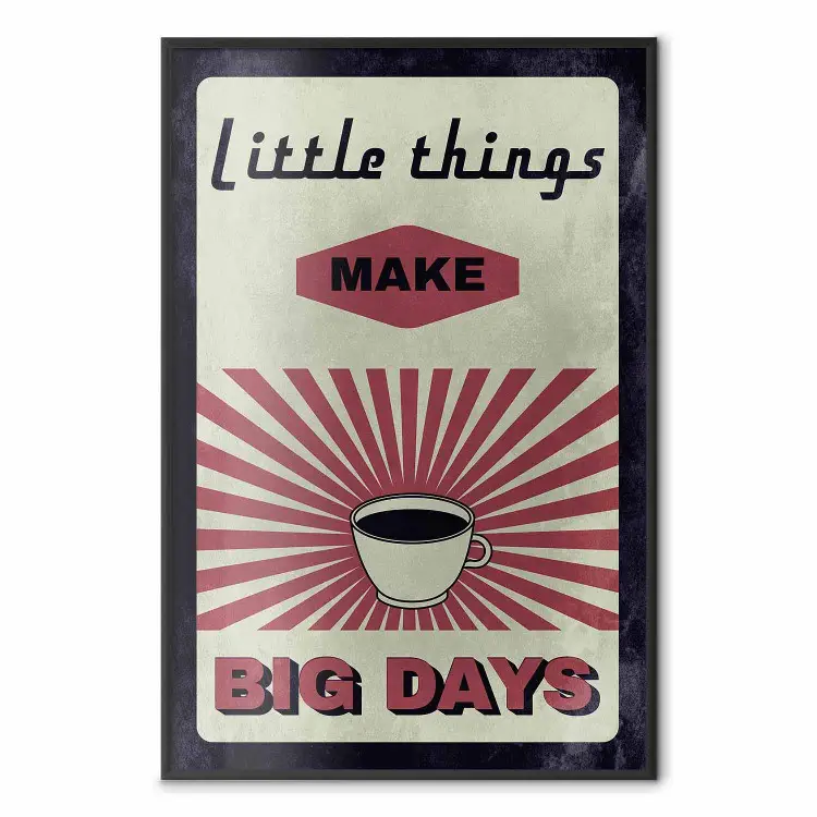 Pequeñas Cosas Grandes Días - café y textos en inglés al estilo retro