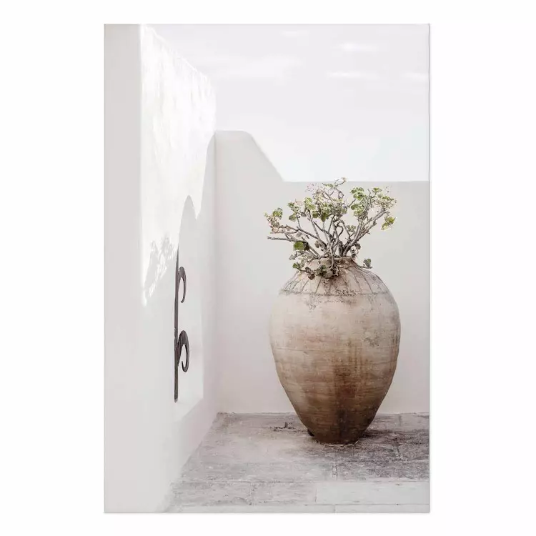 Poster Silencio de piedra - jarrón con planta verde en arquitectura