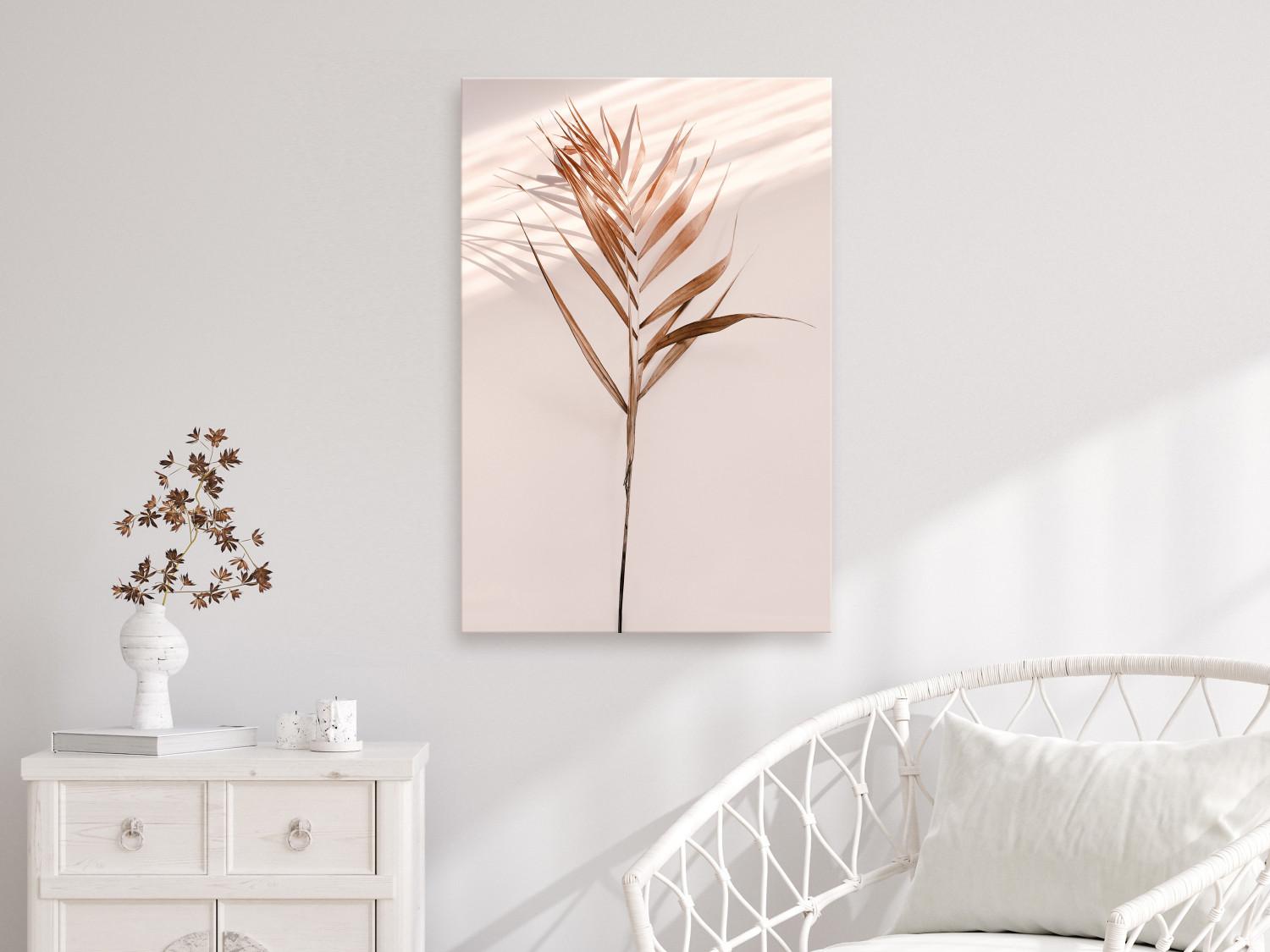 Cuadro Sombra exótica (1 pieza) vertical - hojas de palma en tono sepia