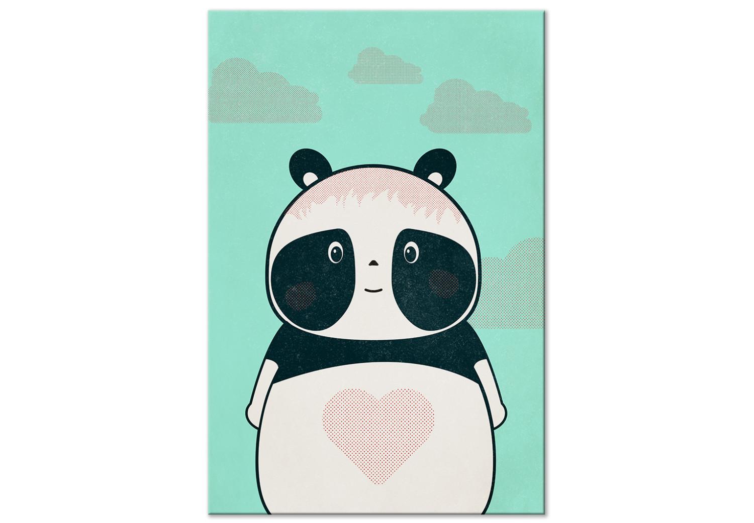 Cuadro decorativo Panda cuidadosa (1 pieza) vertical - animal pastel con corazón