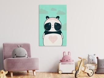 Cuadro decorativo Panda cuidadosa (1 pieza) vertical - animal pastel con corazón