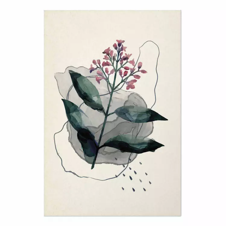 Póster Planta acuarela - planta abstracta con flores en estilo acuarela