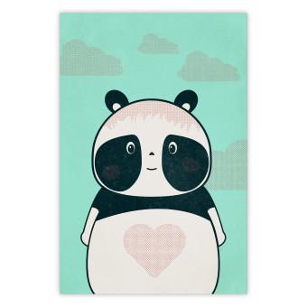 Póster Panda cuidadoso - panda divertido en fondo azul claro