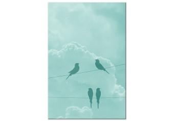 Cuadro moderno Cielo celeste (1 pieza) vertical - aves abstractas en el cielo