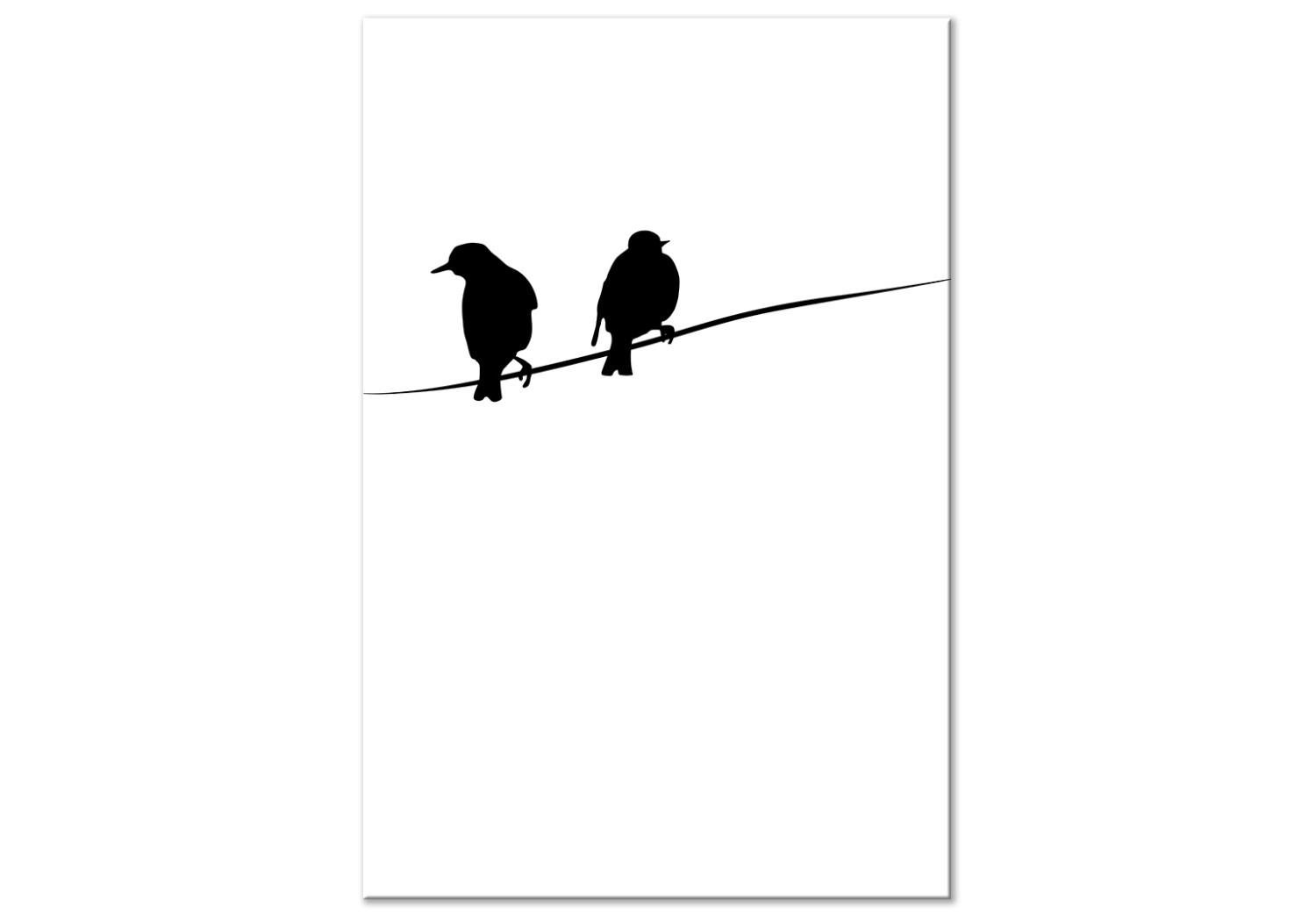 Cuadro moderno Conversaciones de pájaros (1 pieza) - animales blanco y negro