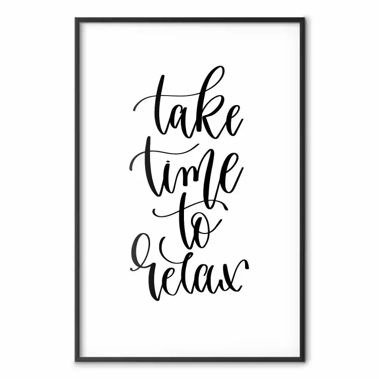 Take Time to Relax - letras negras en inglés sobre fondo blanco