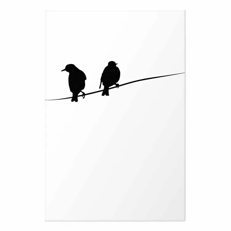 Cartel Conversaciones de aves - aves en cables sobre fondo blanco