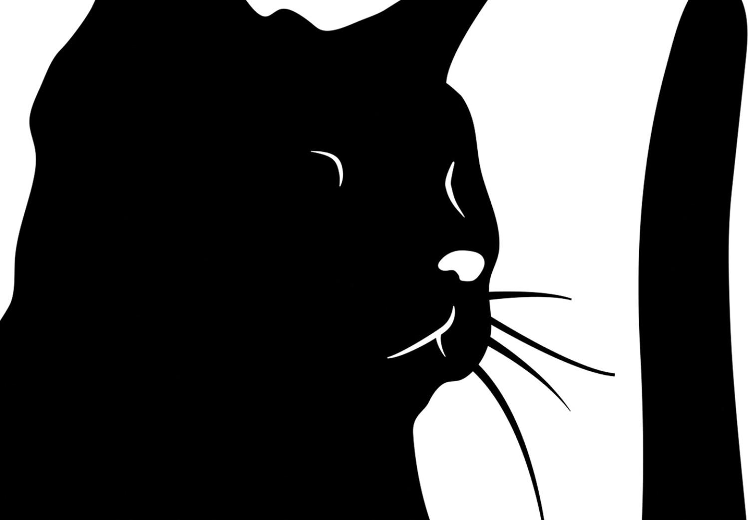 Cuadro moderno Gato curioso (1 pieza) vertical - animal negro en fondo blanco