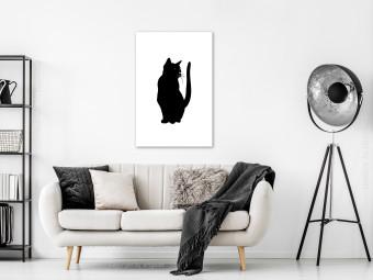 Cuadro moderno Gato curioso (1 pieza) vertical - animal negro en fondo blanco