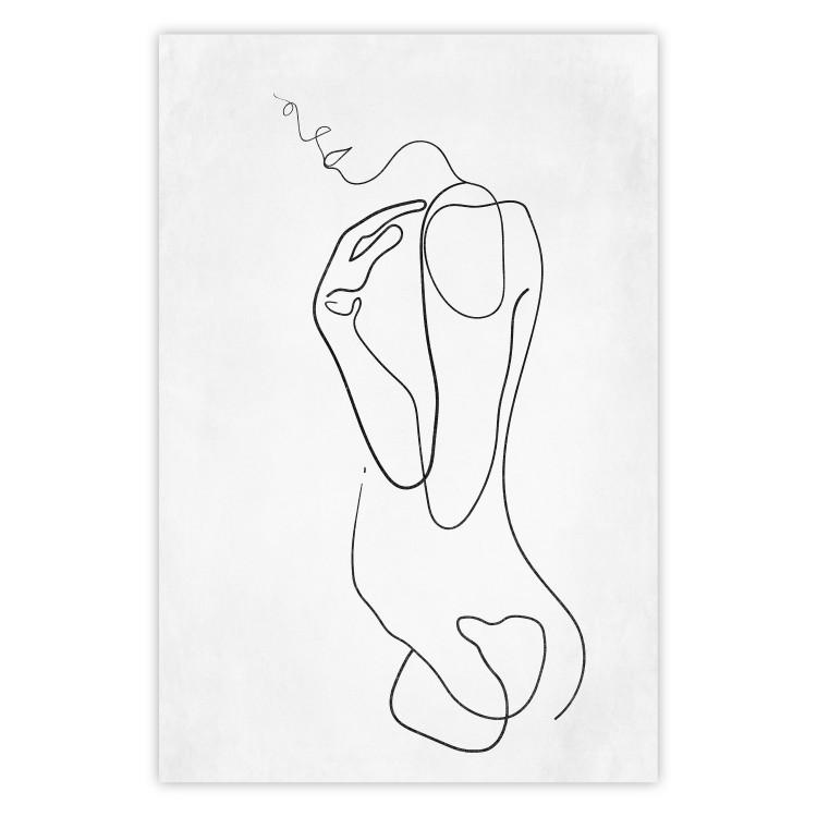 Acto lineal - dibujo lineal abstracto de mujer en fondo uniforme