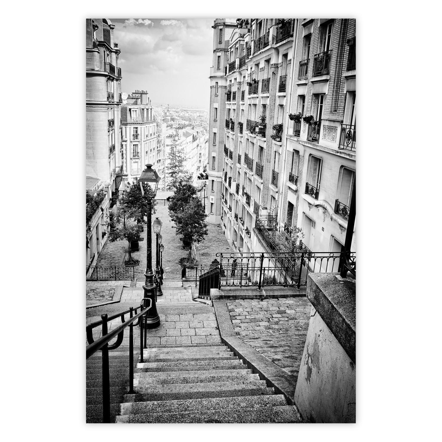Poster Suburbio parisino - arquitectura en blanco y negro de ciudad