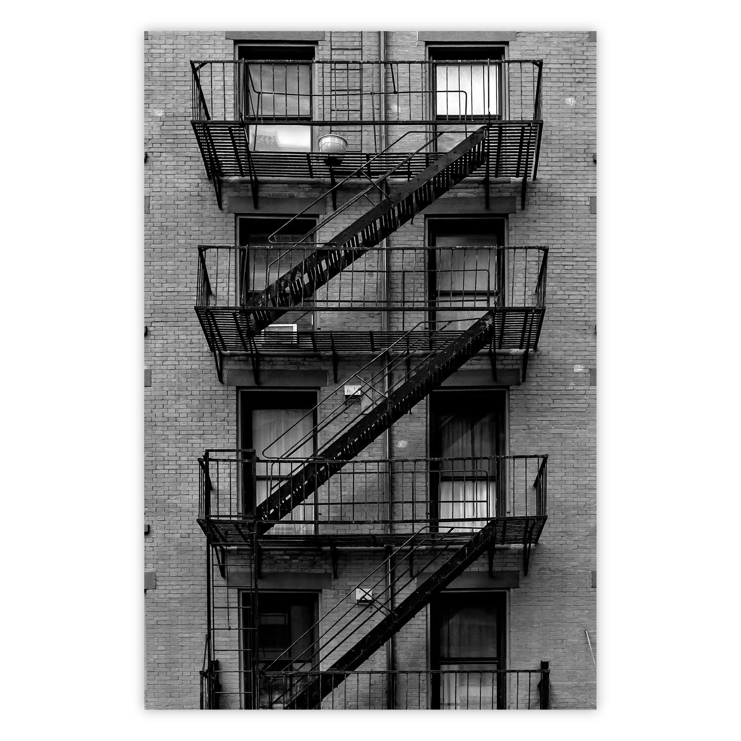 Cartel Salida de emergencia - arquitectura de edificios de Nueva York