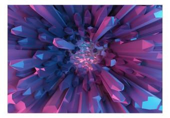 Fotomural Cristal - fantasía geométrica con elementos 3D en tonos violeta