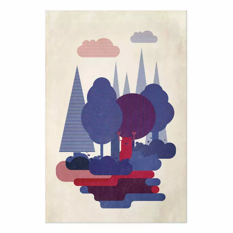Poster Duendes del bosque - bosque abstracto con divertido personaje