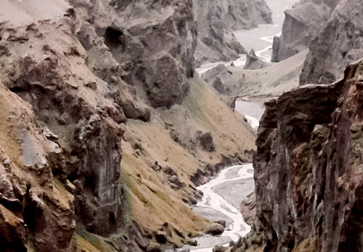 Cuadro moderno Río del Tiempo (unitario) vertical - Paisaje de río y cañón montañoso