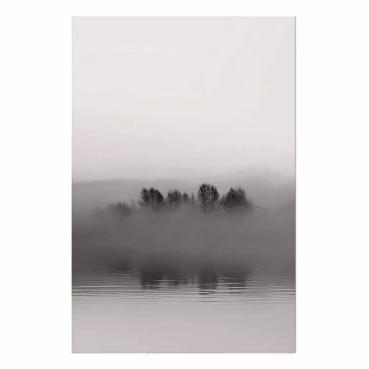 Set de poster Isla de la niebla - lago con isla envuelta en niebla