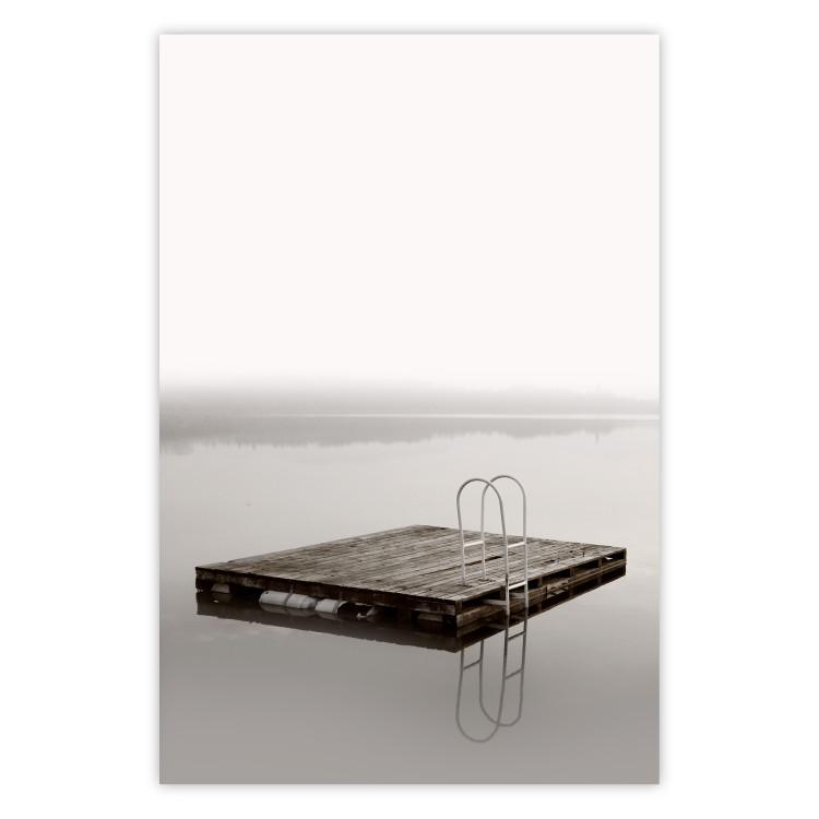Sumérgete - tabla con escalera en lago entre luz blanca