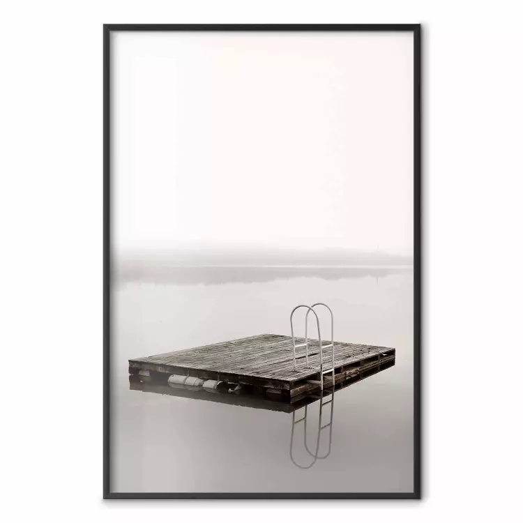 Sumérgete - tabla con escalera en lago entre luz blanca