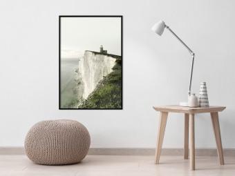 Set de poster Al borde - paisaje de un gigantesco acantilado con un faro en la cima