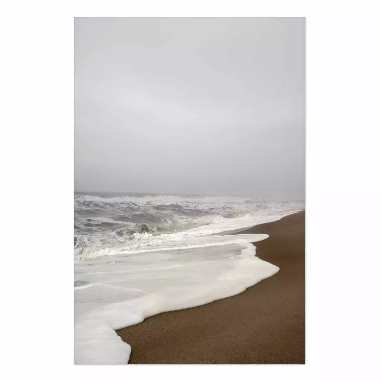 Poster Bajamar otoñal - paisaje otoñal en playa con mar y cielo