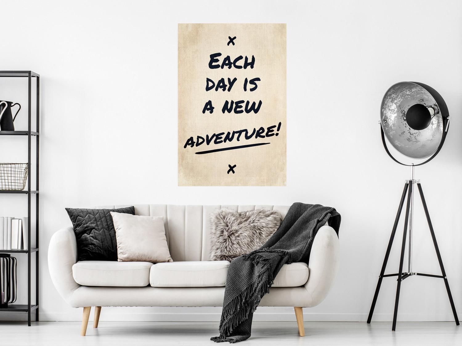 Poster ¡Cada día es una nueva aventura! - letras negras sobre textura beige