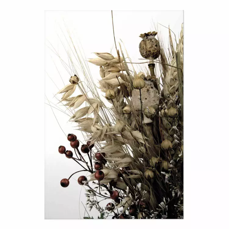Poster Diario dorado - plantas otoñales sobre fondo blanco en estilo boho