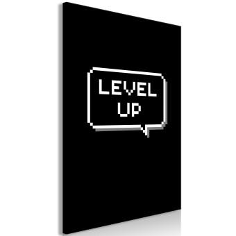 Cuadro moderno Level Up (1 pieza) vertical - letras en blanco y negro en inglés