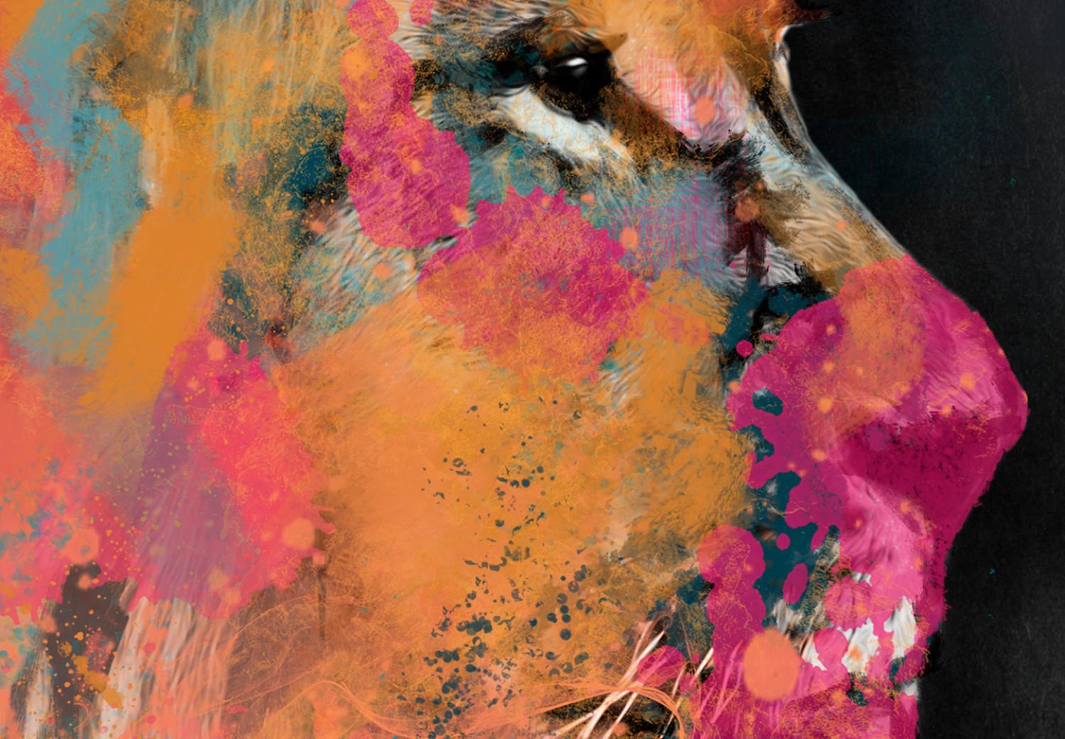 Póster Humores leoninos - animal abstracto en motivo acuarela multicolor