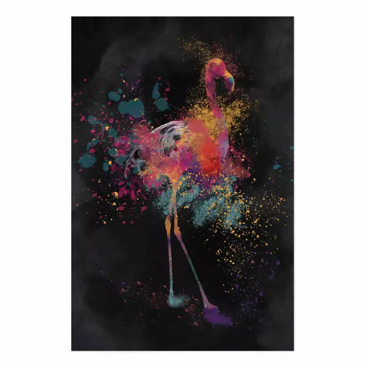 Póster Color flamenco - pájaro abstracto multicolor en estilo acuarela