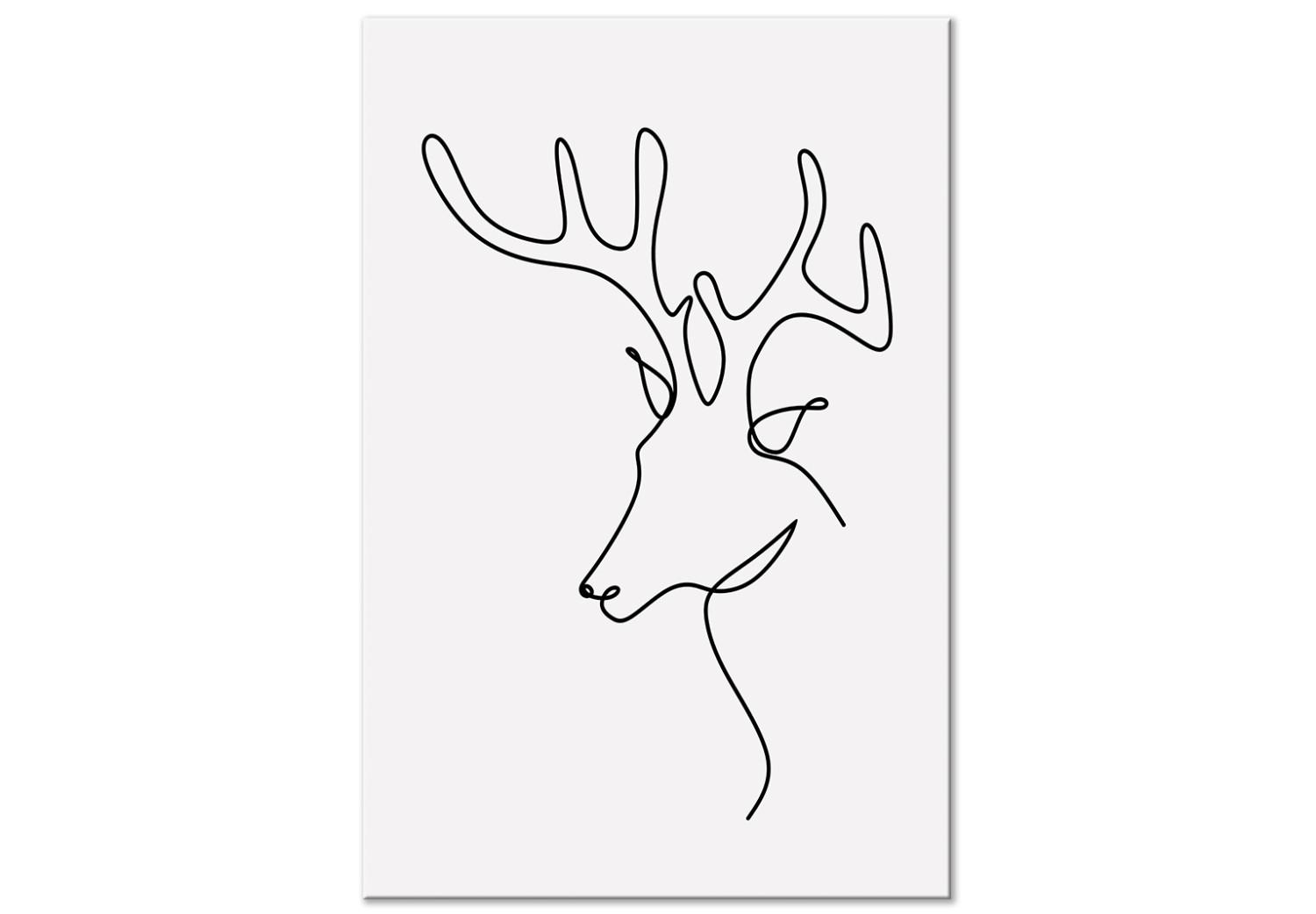 Cuadro moderno Perfil de ciervo - abstracción en blanco y negro estilo de arte lineal