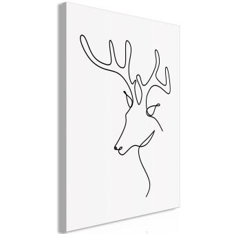 Cuadro moderno Perfil de ciervo - abstracción en blanco y negro estilo de arte lineal