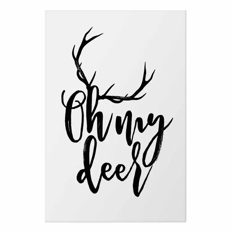 Cartel Oh My Deer - cuernos ciervo, inglés, gris claro