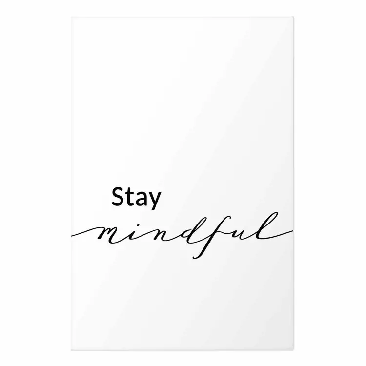 Cartel Stay Mindful - escrita en inglés sobre fondo blanco uniforme