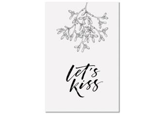 Cuadro moderno Let's Kiss (1 panel) vertical - letra en inglés sobre fondo blanco