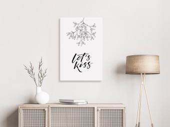 Cuadro moderno Let's Kiss (1 panel) vertical - letra en inglés sobre fondo blanco