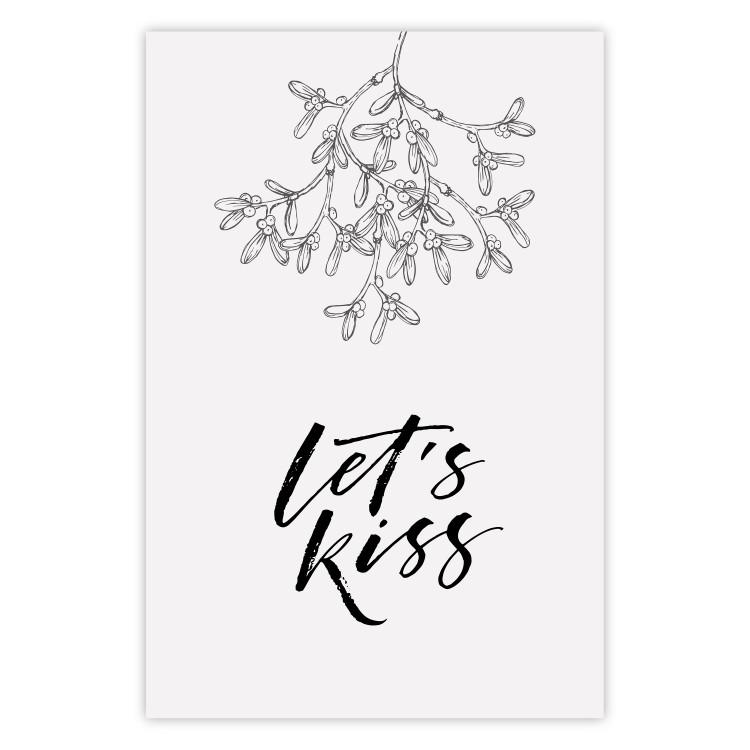 Let's kiss - motivo floral y escritas en inglés sobre fondo claro
