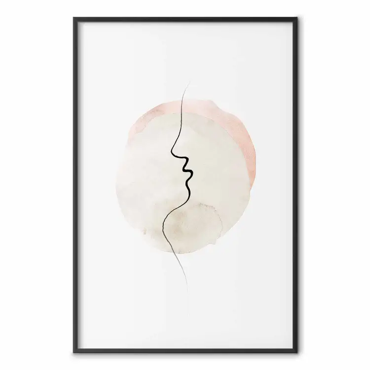 Beso abstracto - rostro, fondo claro
