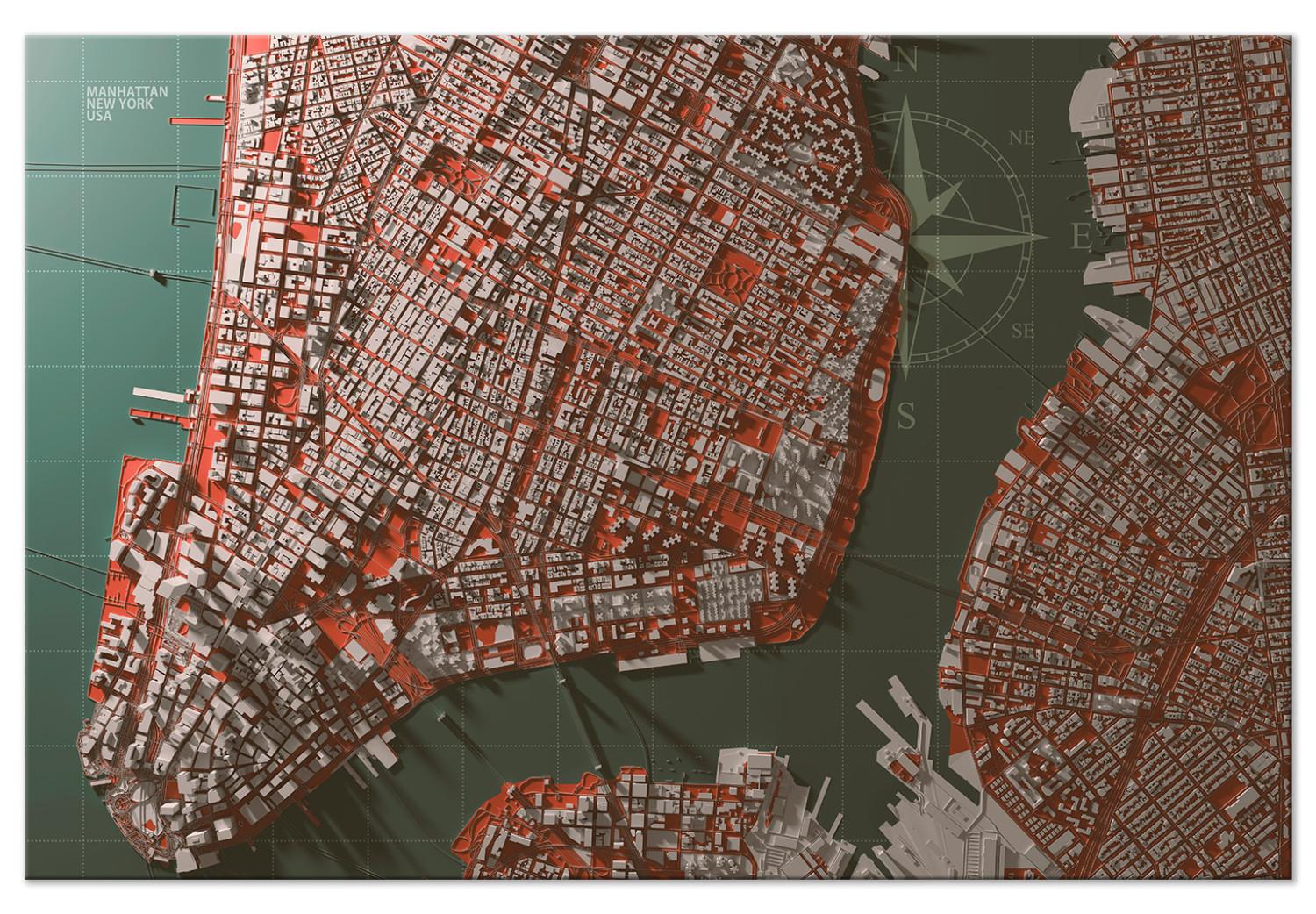 Cuadro moderno Encuentro en Manhattan (1 pieza) ancho - mapa de Nueva York