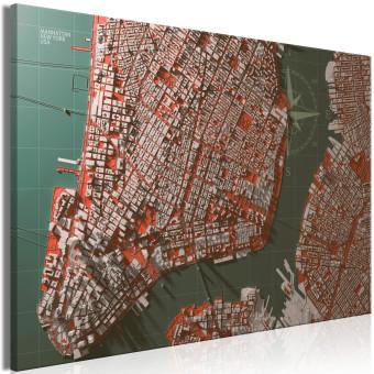 Cuadro moderno Encuentro en Manhattan (1 pieza) ancho - mapa de Nueva York