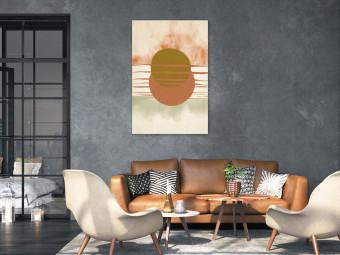 Cuadro Puesta de sol abstracta - gráfico de estilo japonés con círculos