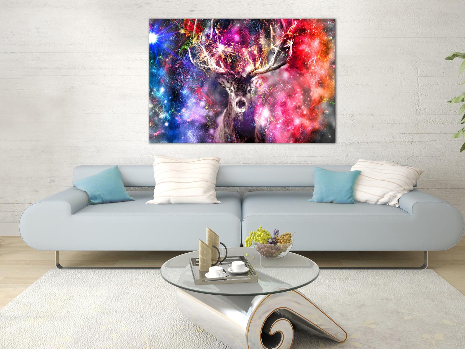 Cuadro Ciervo colorido - abstracto con cabeza de ciervo sobre fondo colorido