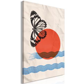 Cuadro Amanecer en el mar con mariposa - abstracción sobre fondo del papel