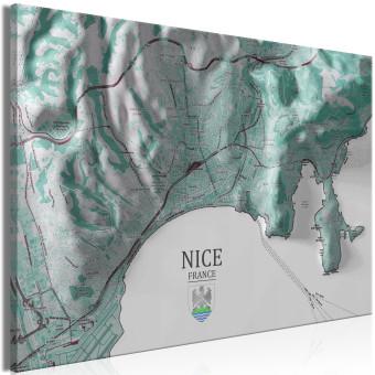 Cuadro Mapa de Niza - mapa de la ciudad francesa con inscripción y escudo