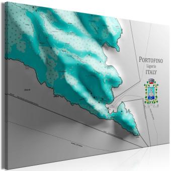 Cuadro moderno Mapa de Portofino - mapa de ciudad italiana con inscripción y escudo