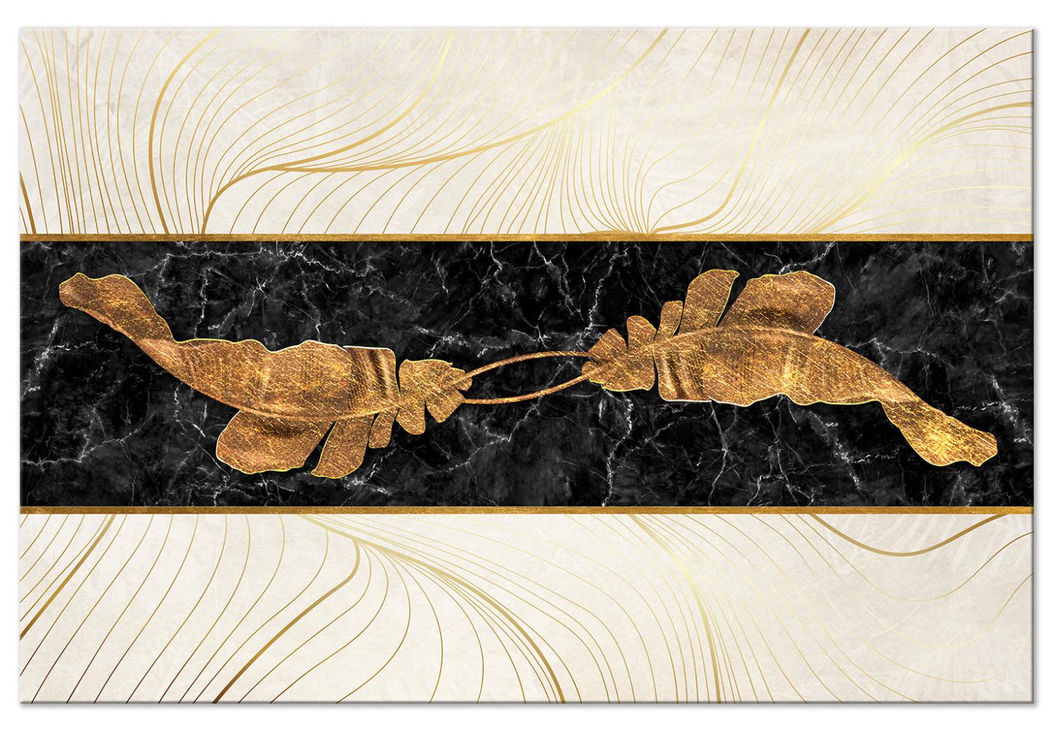 Cuadro Pan de oro sobre mármol negro - abstracto en estilo art decó