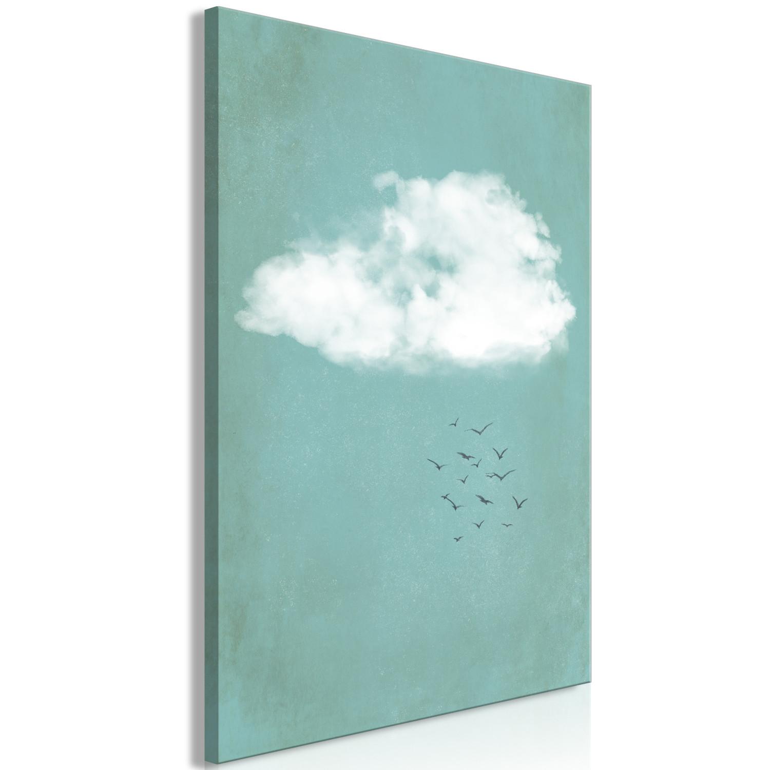 Cuadro decorativo Nubes y pájaros - paisaje de cielo en pastel en estilo japonés